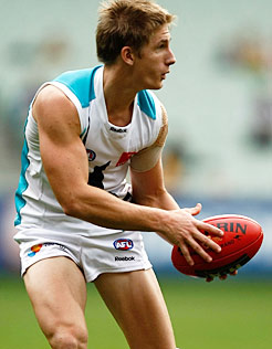Hamish Hartlett in his debut match against Hawthorn