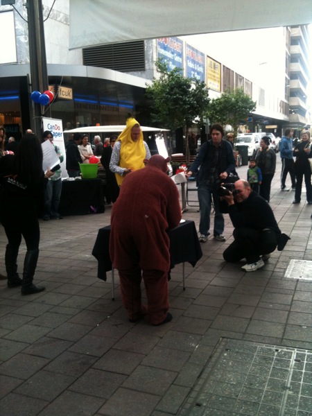 The back of Simon who was dressed as a monkey - completing the challenge