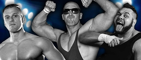 (L-R) Wrestlers Damian Slater, Rocky Menero and Jonah Rock