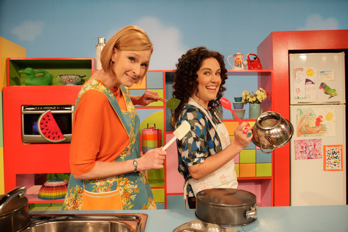 Leigh Sales & Annabelle Crabb in the kitchen