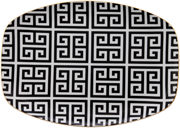 Jetsetter Black & White Greek Key Platter