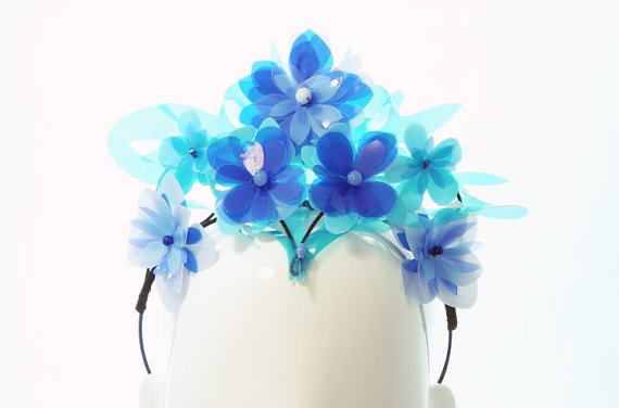 Bonnie Evelyn Milliner Blue and Turquoise Flower Crown $320