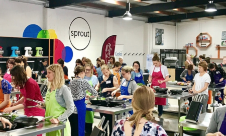 sprout cooking school interior busy class