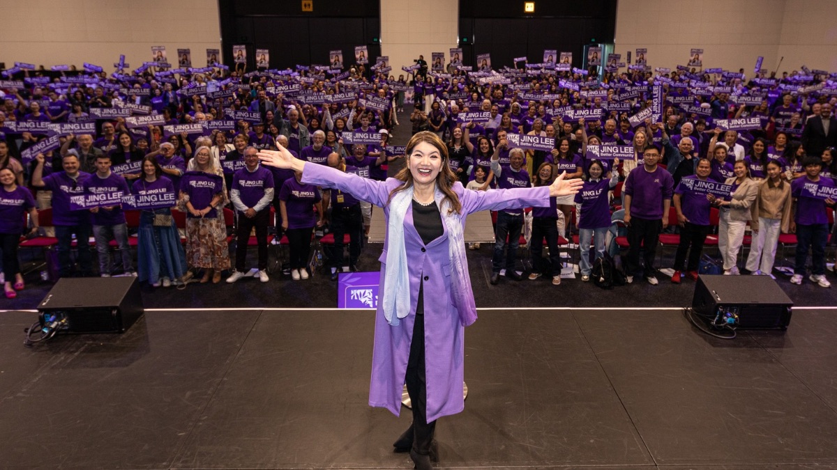 New political banner for Jing Lee as she launches Better Community campaign