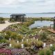 Native Australian plants and three chalets overlooking the Coorong