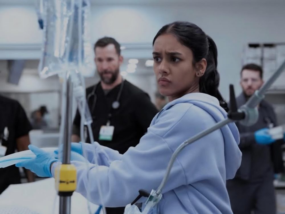 Shabana Azeez as medical student Victoria Javadi in The Pitt